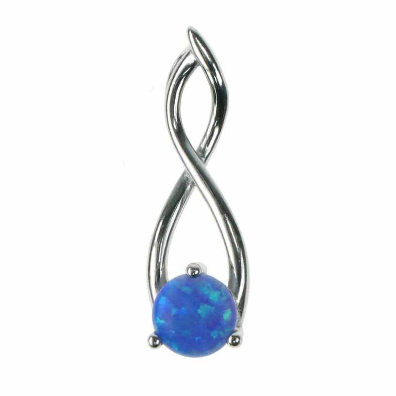 Twister Opal Smykke Vedhæng Med Blå Opal Sten  925 Sterling Sølv   Rhodium Belægning