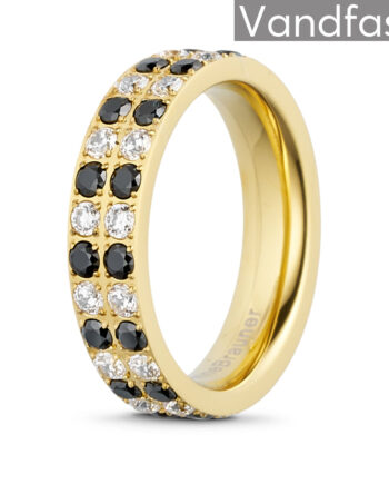 Annebrauner Alliance Black And White Ring 18k Guldbelagt 48