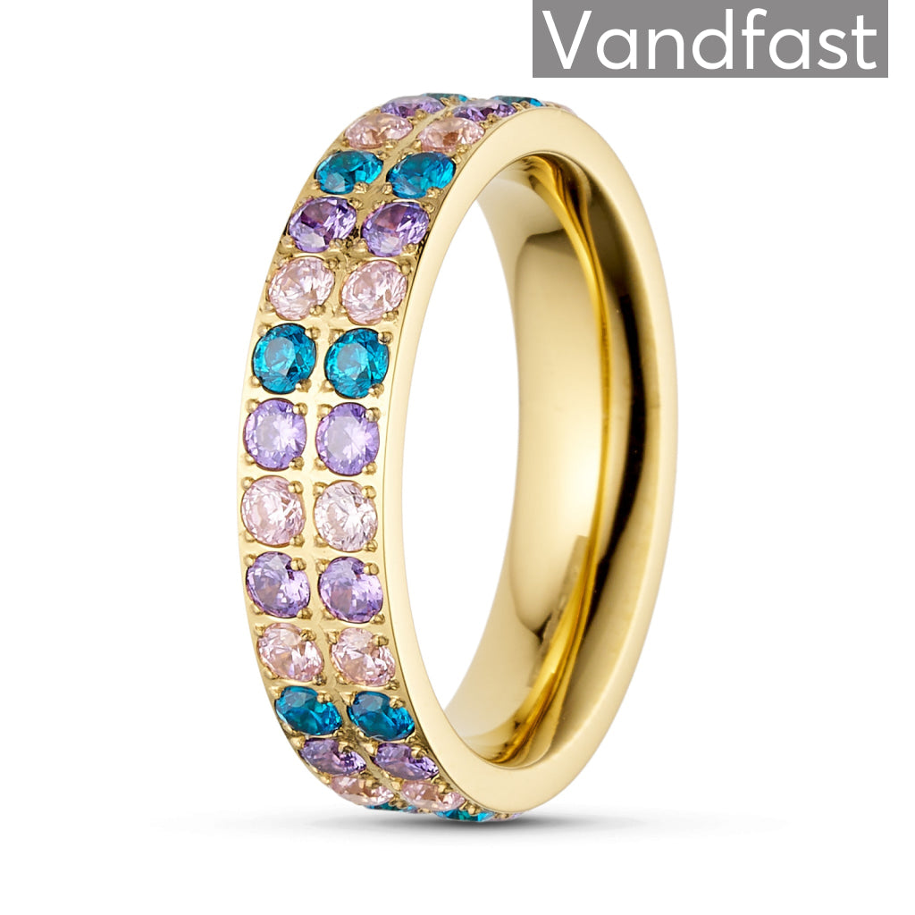 Annebrauner Alliance Pink Blue Topaz Mix Ring 18k Guldbelagt 50
