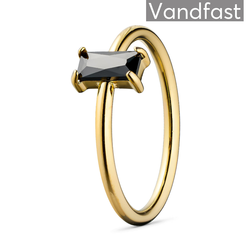 Annebrauner Deluxe Petite Black Ring 18k Guldbelagt 48