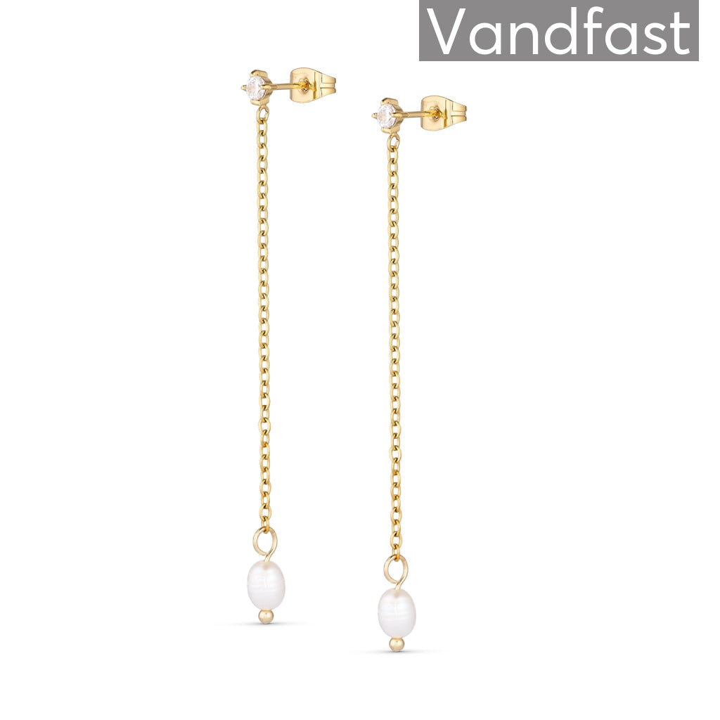 Annebrauner Pearl Chain øreringe 18k Guldbelagt