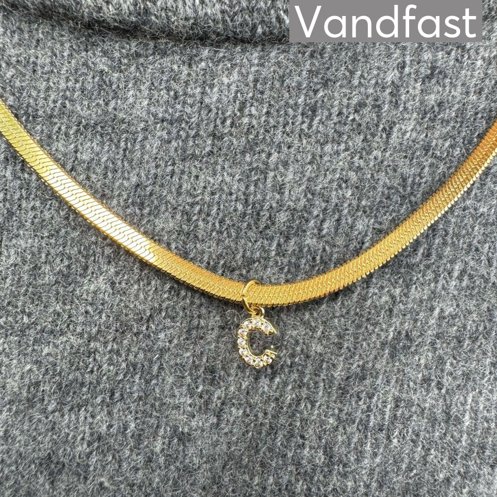 Annebrauner Snake Letter Halskæde 18k Guldbelagt