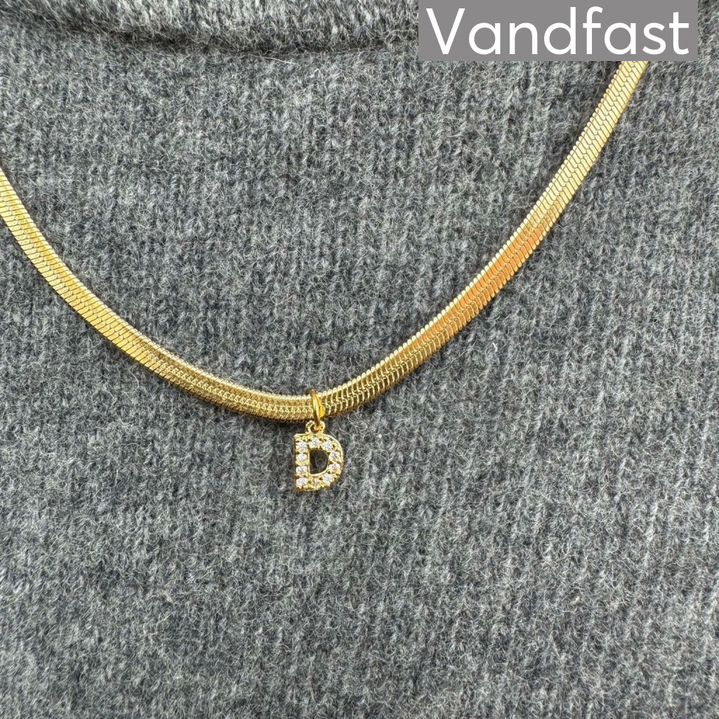 Annebrauner Snake Letter Halskæde 18k Guldbelagt