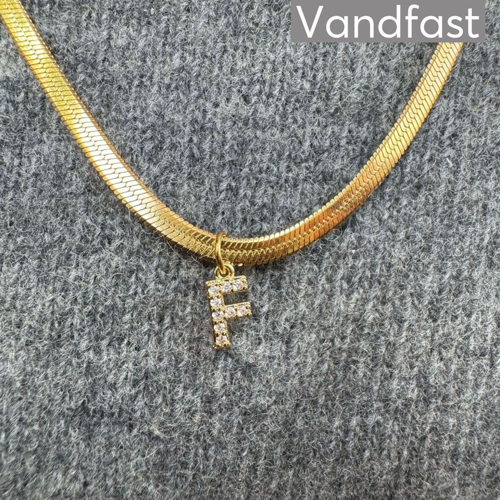 Annebrauner Snake Letter Halskæde 18k Guldbelagt