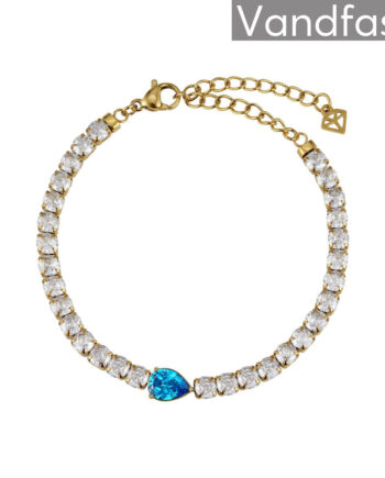 Annebrauner Tennis Paris Blue Topaz Armbånd 18k Guldbelagt
