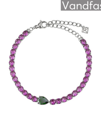 Annebrauner Tennis Paris Green Rose Armbånd