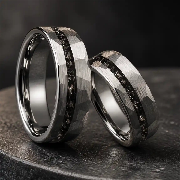 Aurelio   Facetteret Ring   Tungsten Med Mørk Rille