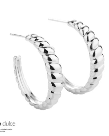 Big Suki  30 Mm  Creoler   Sterling Sølv Med Snoninger