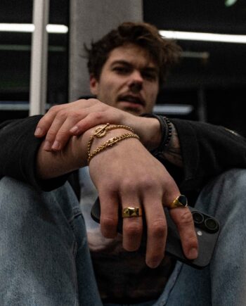 Black Onyx Polygon Signet Ring  Guld  Str    Herre Northern Legacy