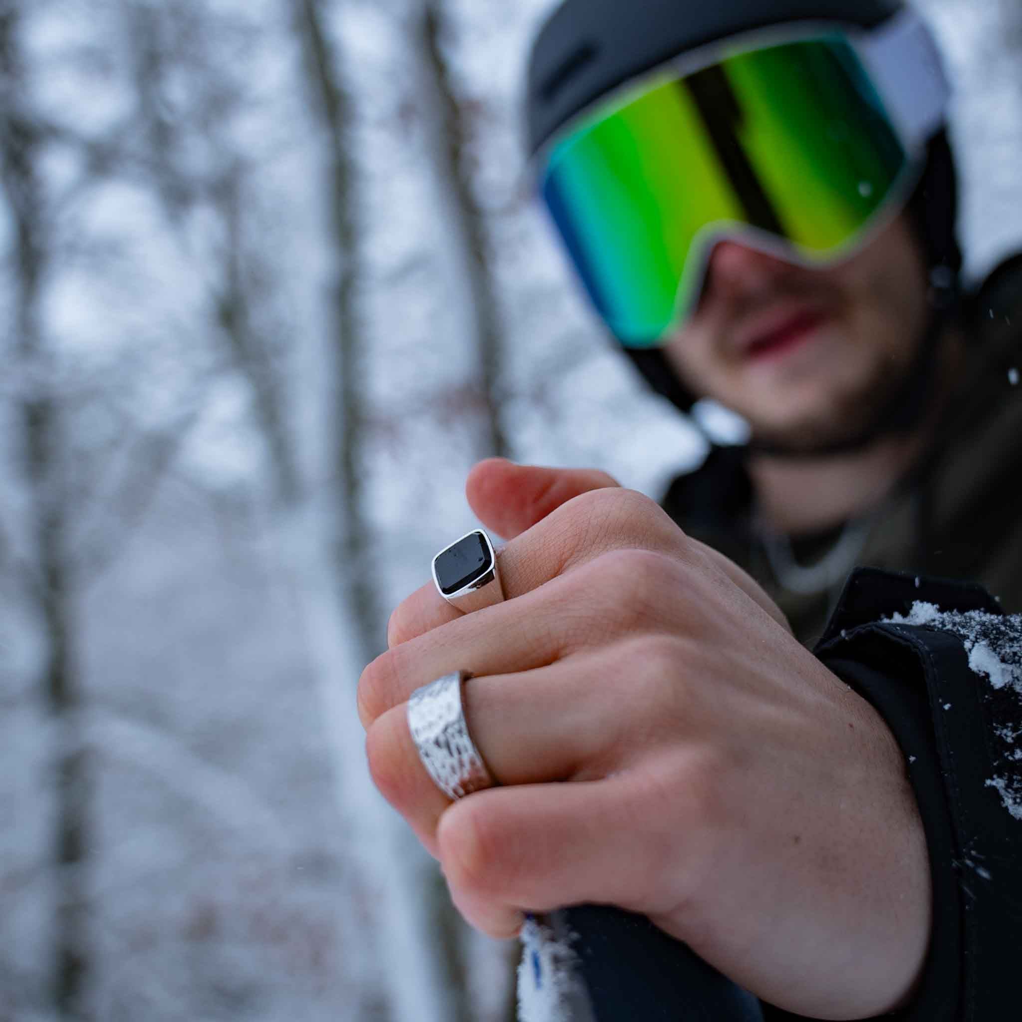 Black Onyx Signet Ring  Sølv  Str    Herre Northern Legacy