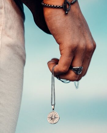 Compass Pendant      Sølv  60 Cm Herre Northern Legacy