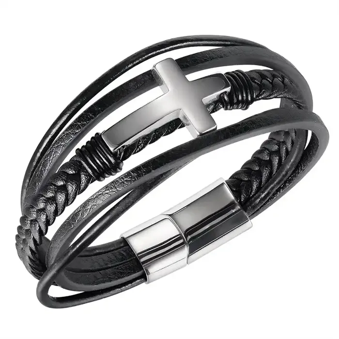 Cross Fiberlæder Armbånd