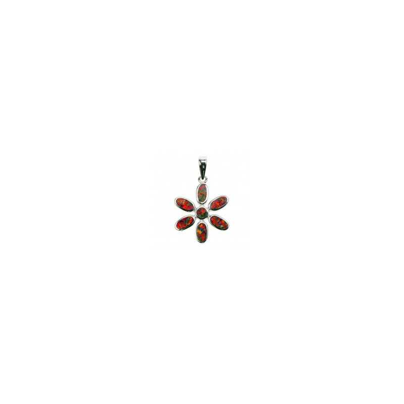 Daisy Opal Smykke Vedhæng Med Orange Ild Opal Sten 925 Sterling Sølv Rhodium Belægning