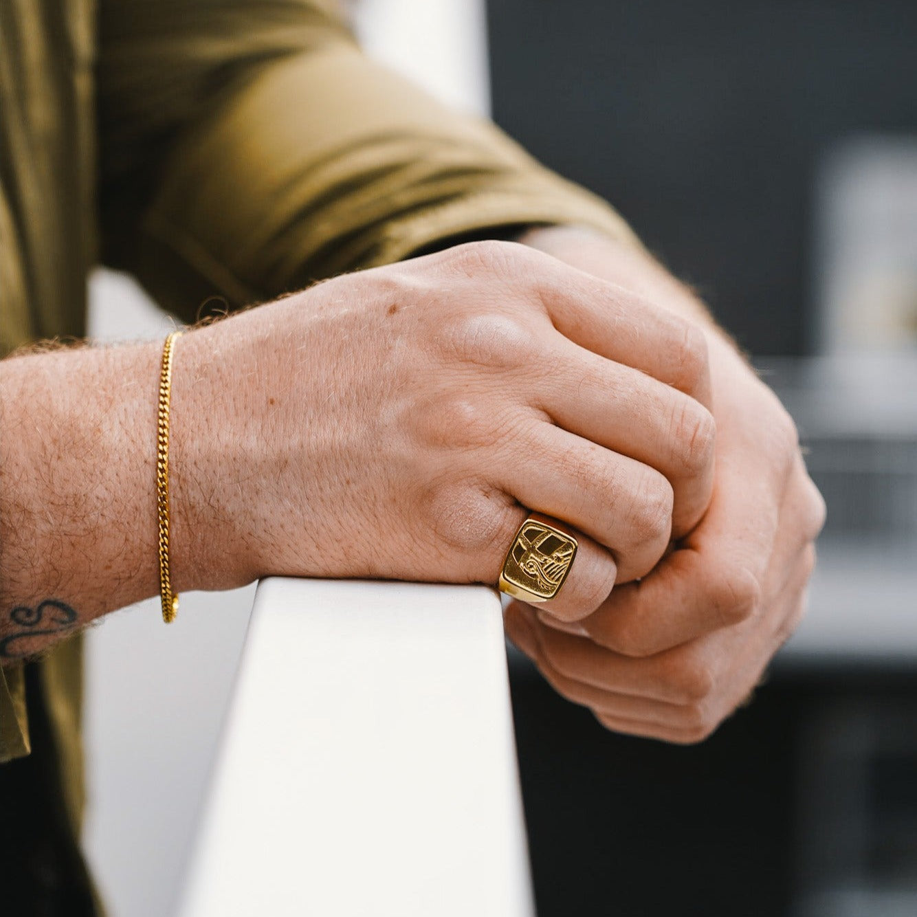 Explorer Oversize Signet Ring  Guld  Str  11 Herre Northern Legacy
