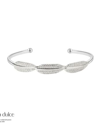 Flora  Armring   Sterling Sølv Med   Blade   Klare Zirkonia