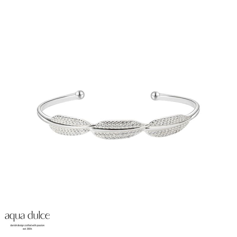 Flora Armring Sterling Sølv Med Blade Klare Zirkonia