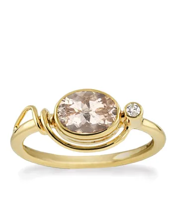 Guldring Med ædelsten Morganite Og Hvid Topas