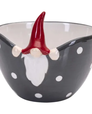 Juleskål Grå Med Hvide Prikker  Lille Nisse    Størrelser  Svenske Nääsgränsgården  Størrelse Stor 16 Cm