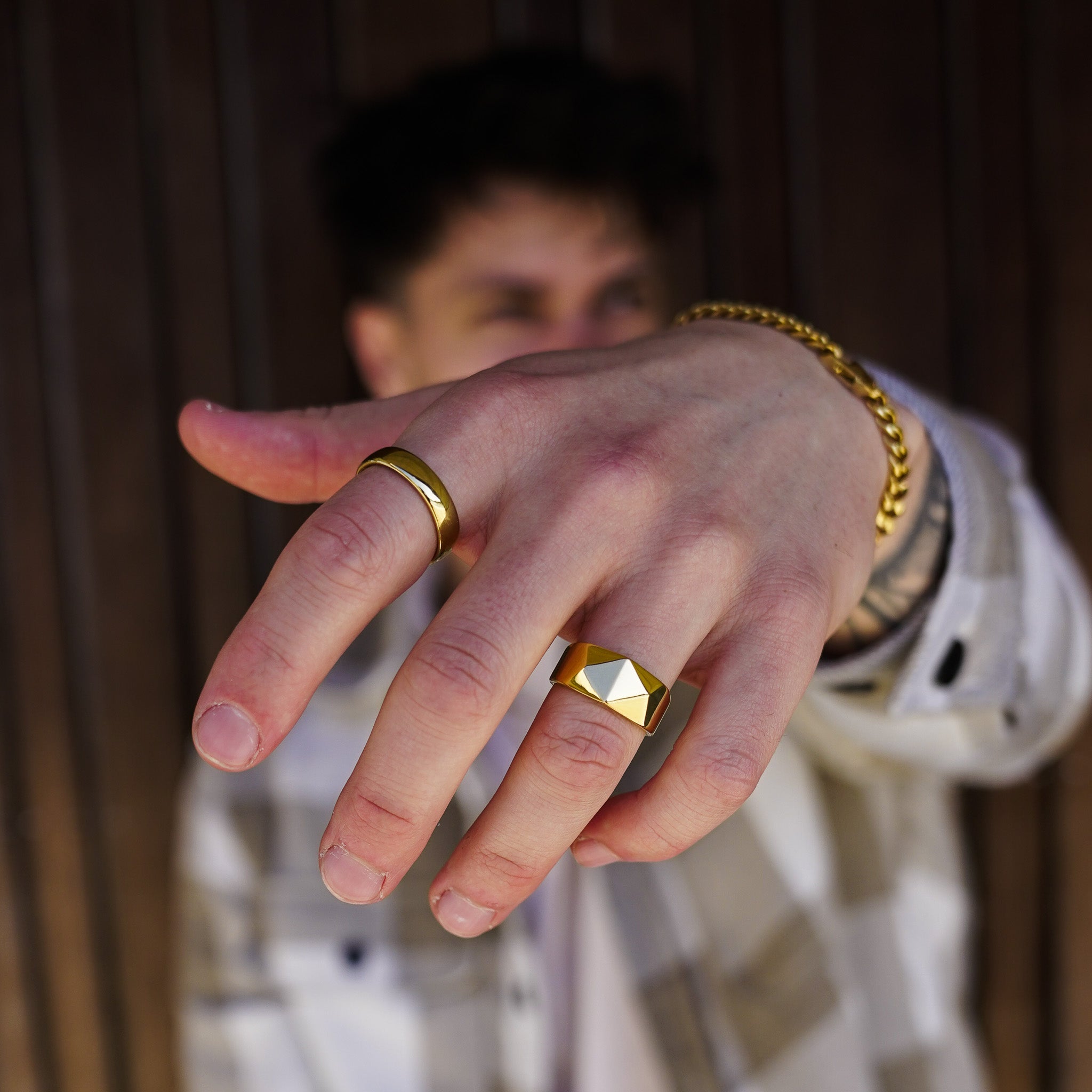 Kant Signet Ring  Guld  Str    Herre Northern Legacy
