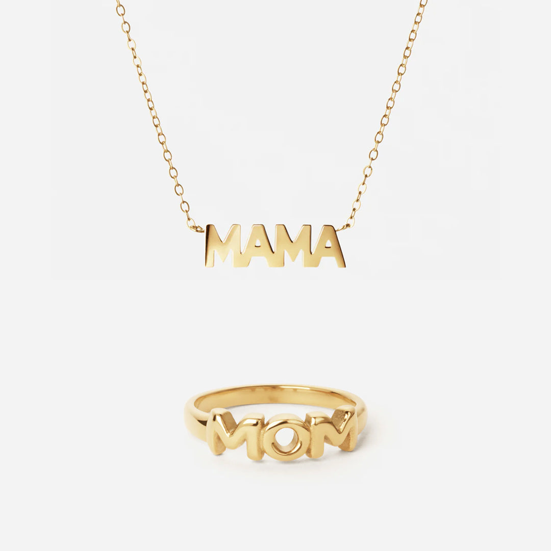 Mama Halskæde   Mom Ring 18k Guldbelagt