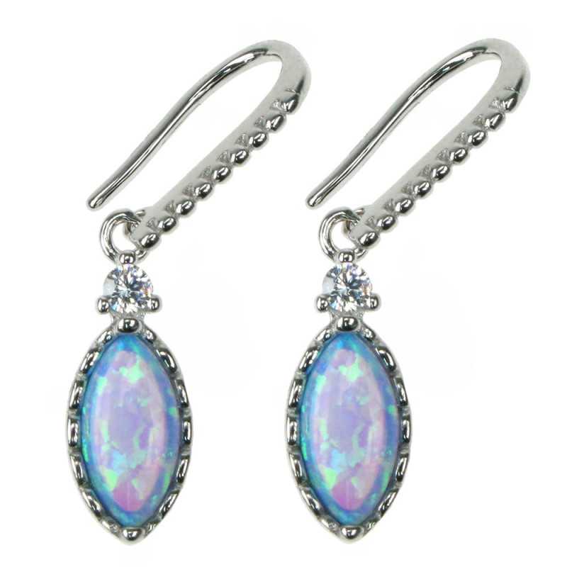Marquise Opal øreringe Med Blå Opal Sten 925 Sterling Sølv Og Rhodium Belægning