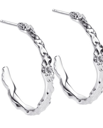Mila Hoop  25 Mm  Hoops   Sterling Sølv Med Ruflet Overflade