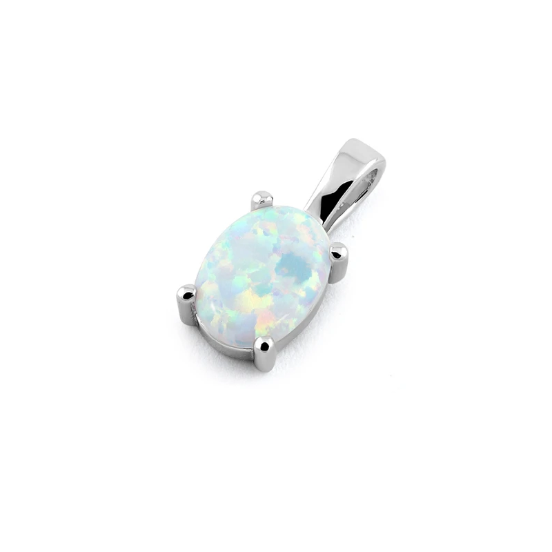 Naxos Opal Smykke Vedhæng Med Hvid Sne Opal Sten  925 Sterling Sølv   Rhodium Belægning