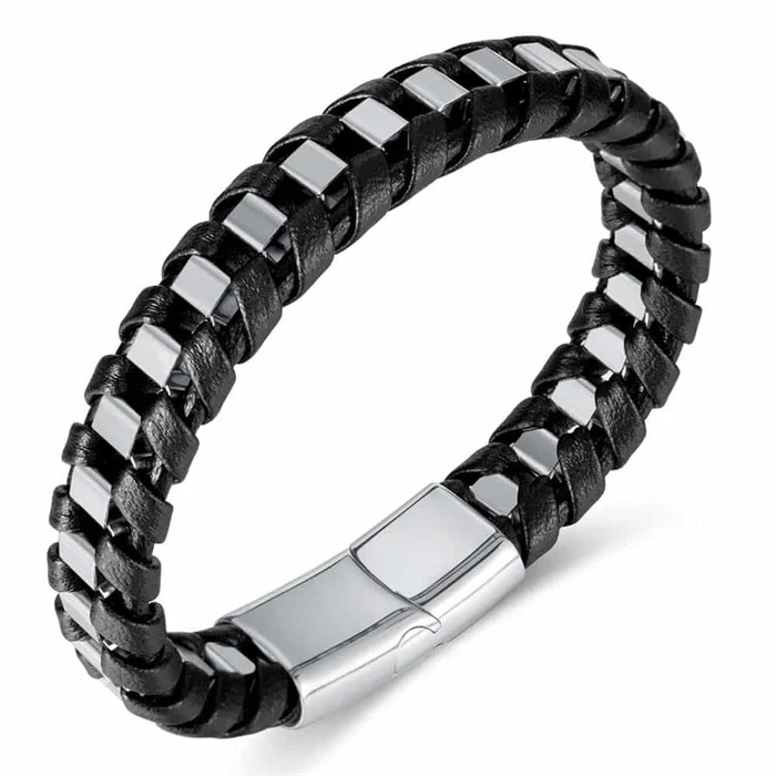 Nizal Armbånd Med Stål Og Fiberlæder