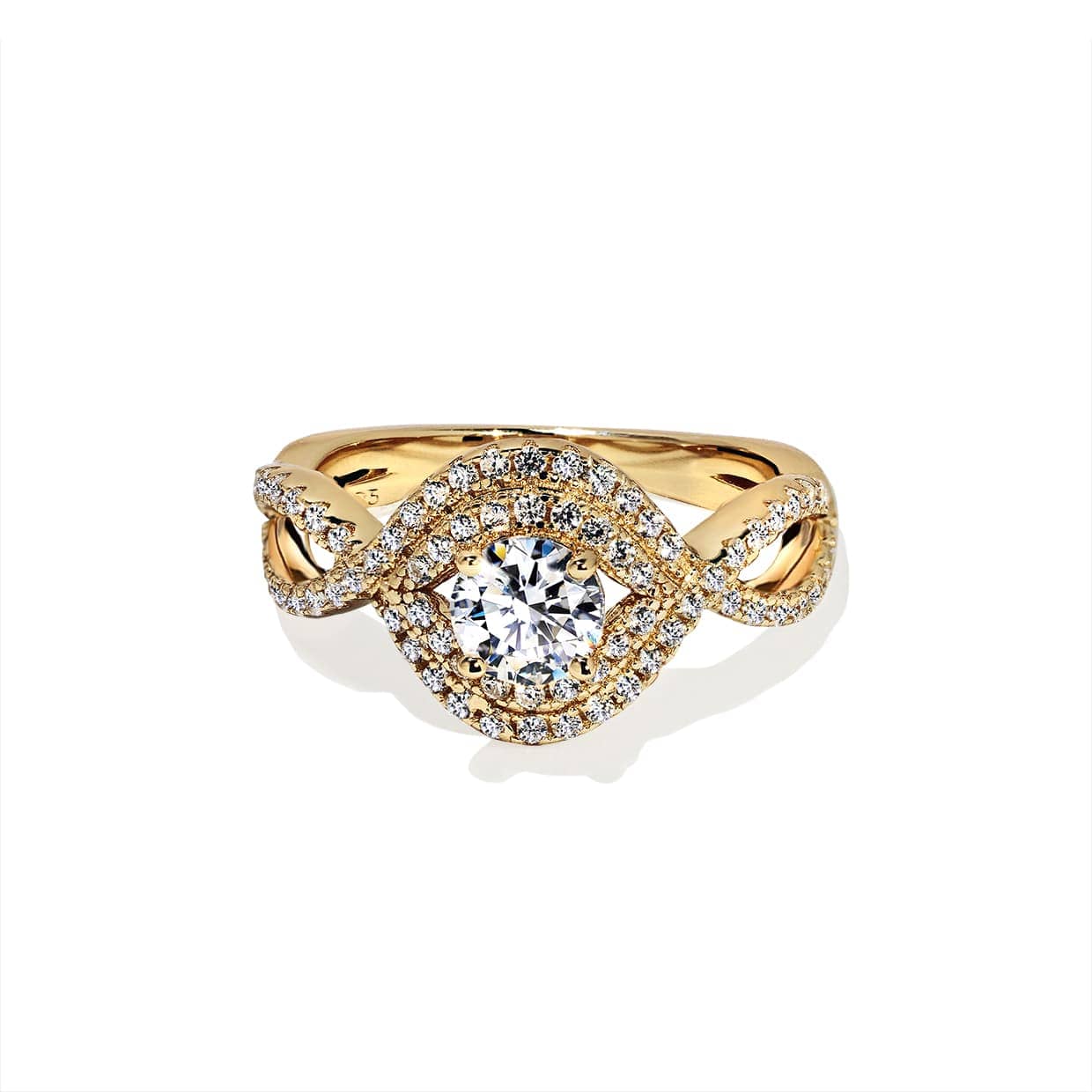 Oxford Dobbelt Halo Ring Med Sten Forgyldt 48