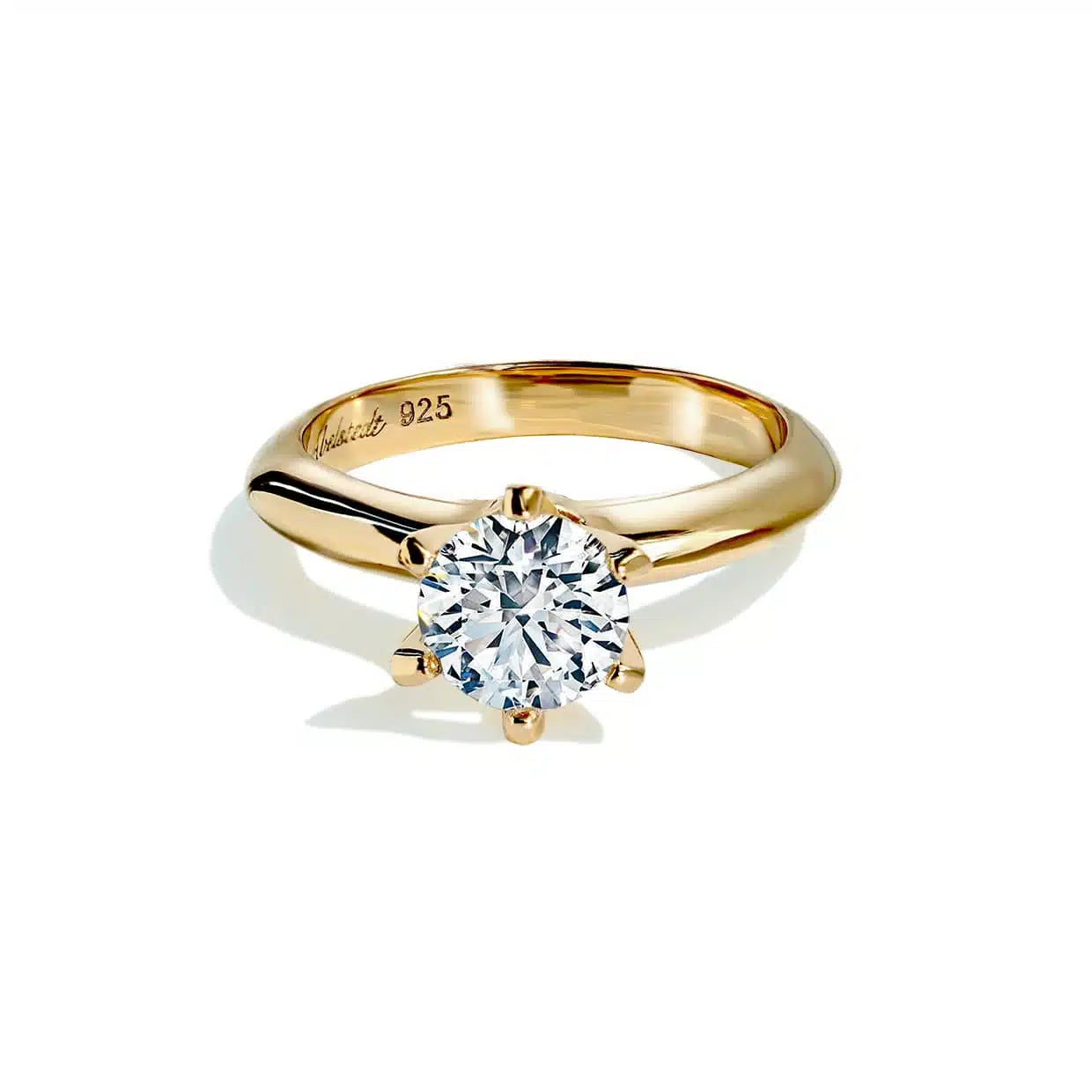 Oxford   Fatninger Solitaire Ring   Forgyldt Sterlingsølv 48