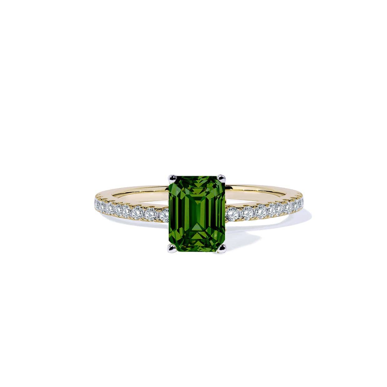 Oxford Forgyldt Grøn Radiant Solitaire Ring 48