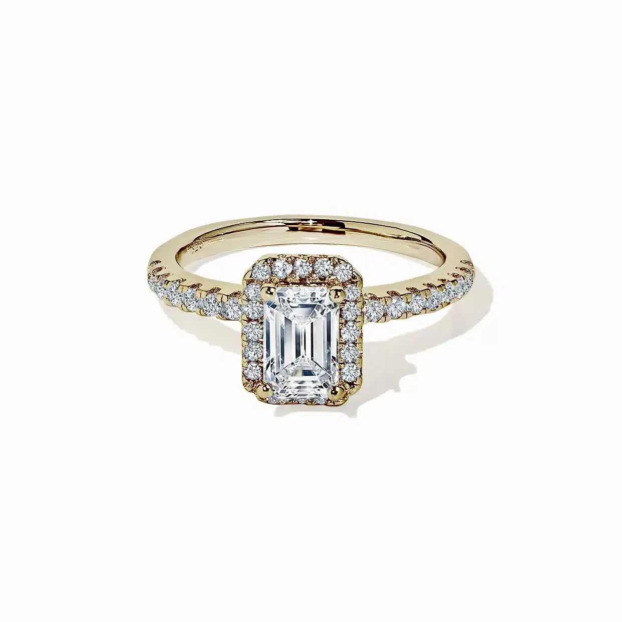 Oxford Klassisk Radiant Halo Ring Med Sten   Forgyldt Sterlingsølv 48