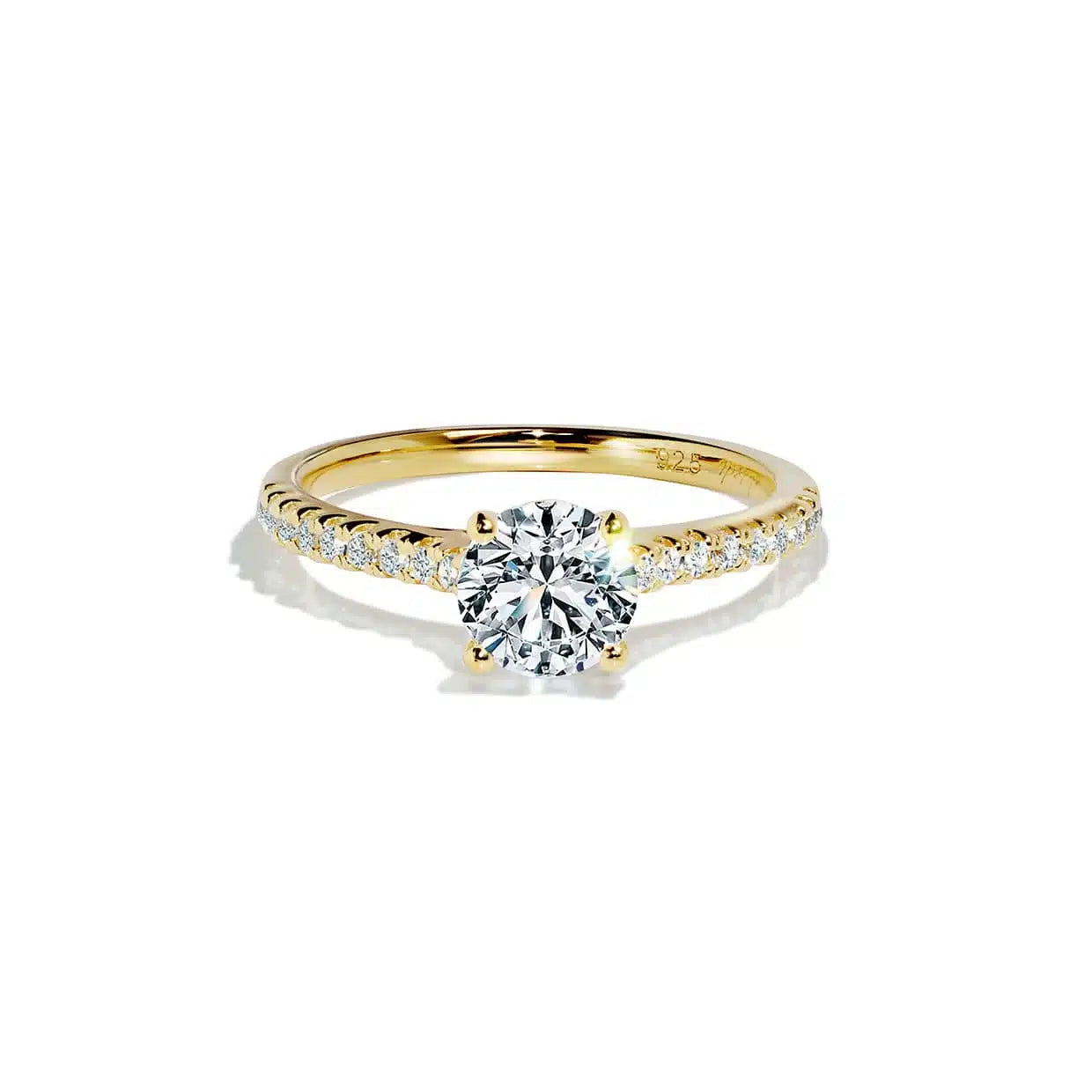 Oxford Solitaire Ring Med Sten   Forgyldt Sterlingsølv 48