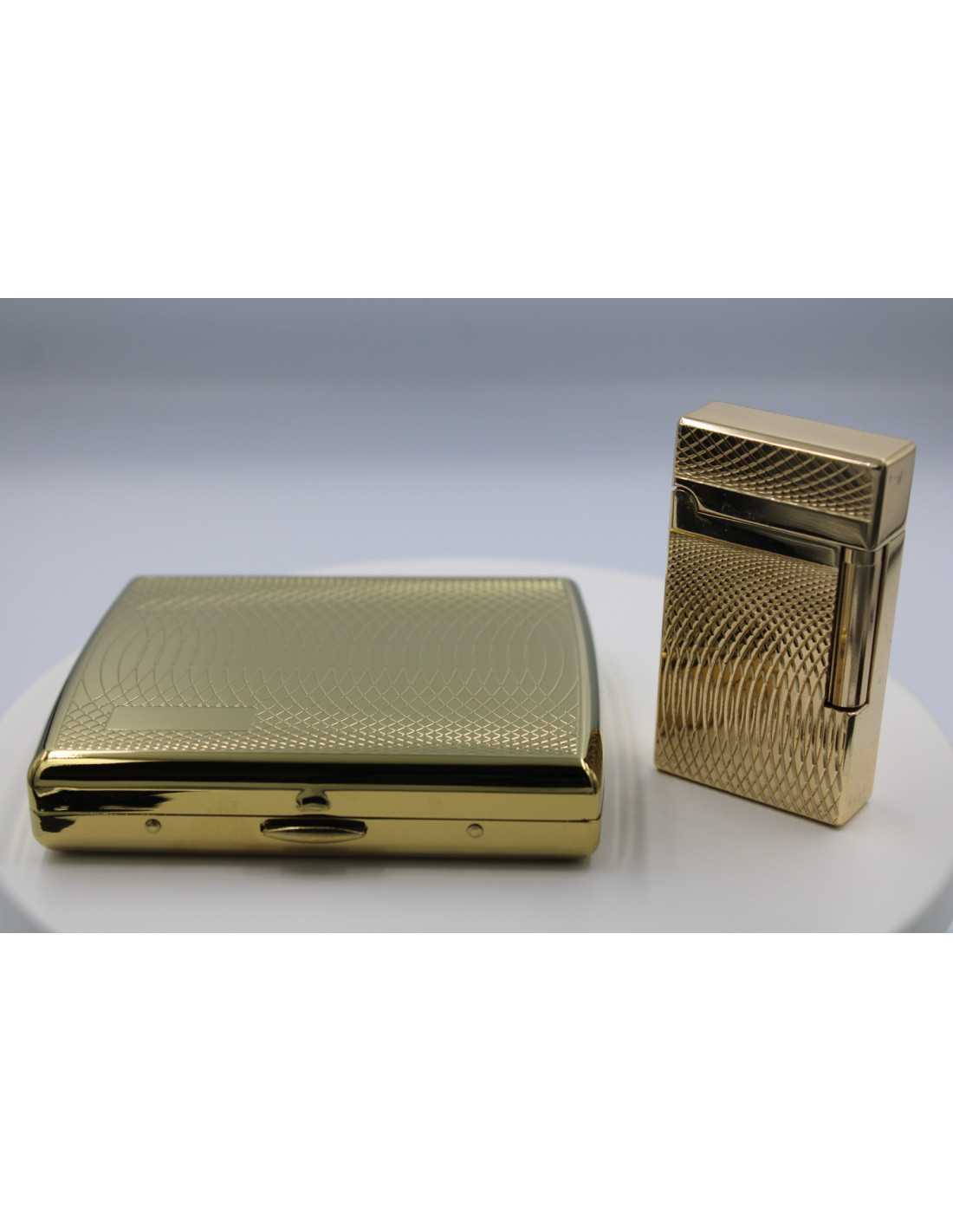 Pakketilbud Med Luigi Ricci Jet Lighter Af Derui Guld Jean Claude Cigaretetui Guld