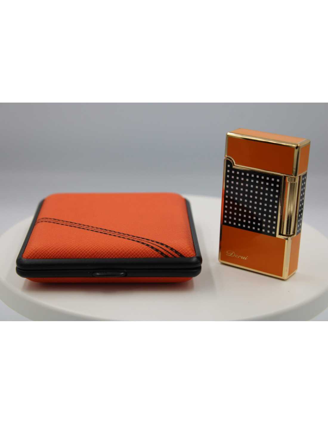 Pakketilbud Med Luigi Ricci Jet Lighter Af Derui Vom Hofe Cigaretetui Orange Sort