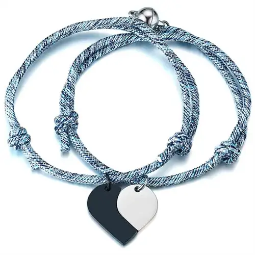 Par Armbånd   Reb Og Hjerte   Rustfri Stål   Stk