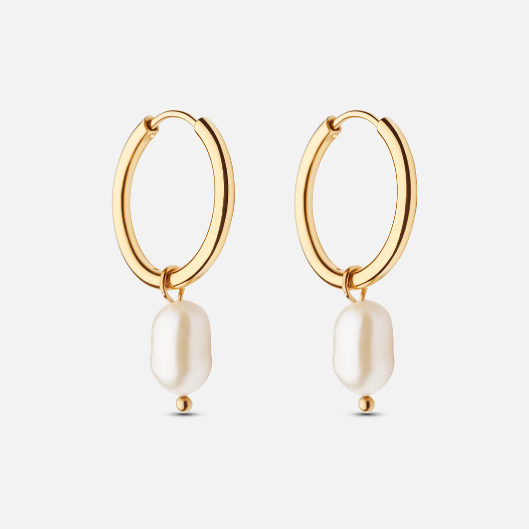 Perle Hoops Ferskvandsperler 18k Guldbelagt 18mm