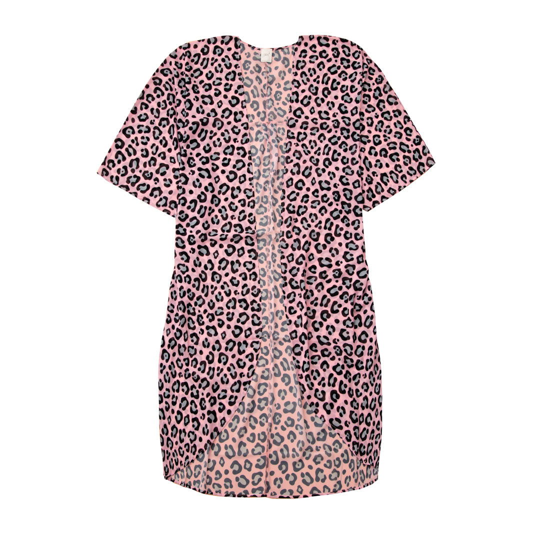 Pink Kimono  Breeze Med Leo Mønster One Size