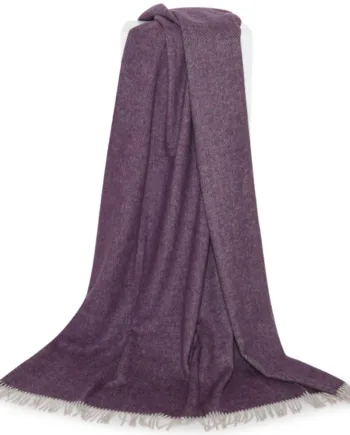 Plaid Violet Melange Lækker Blød Kvalitet Med Uld Og Alpaca