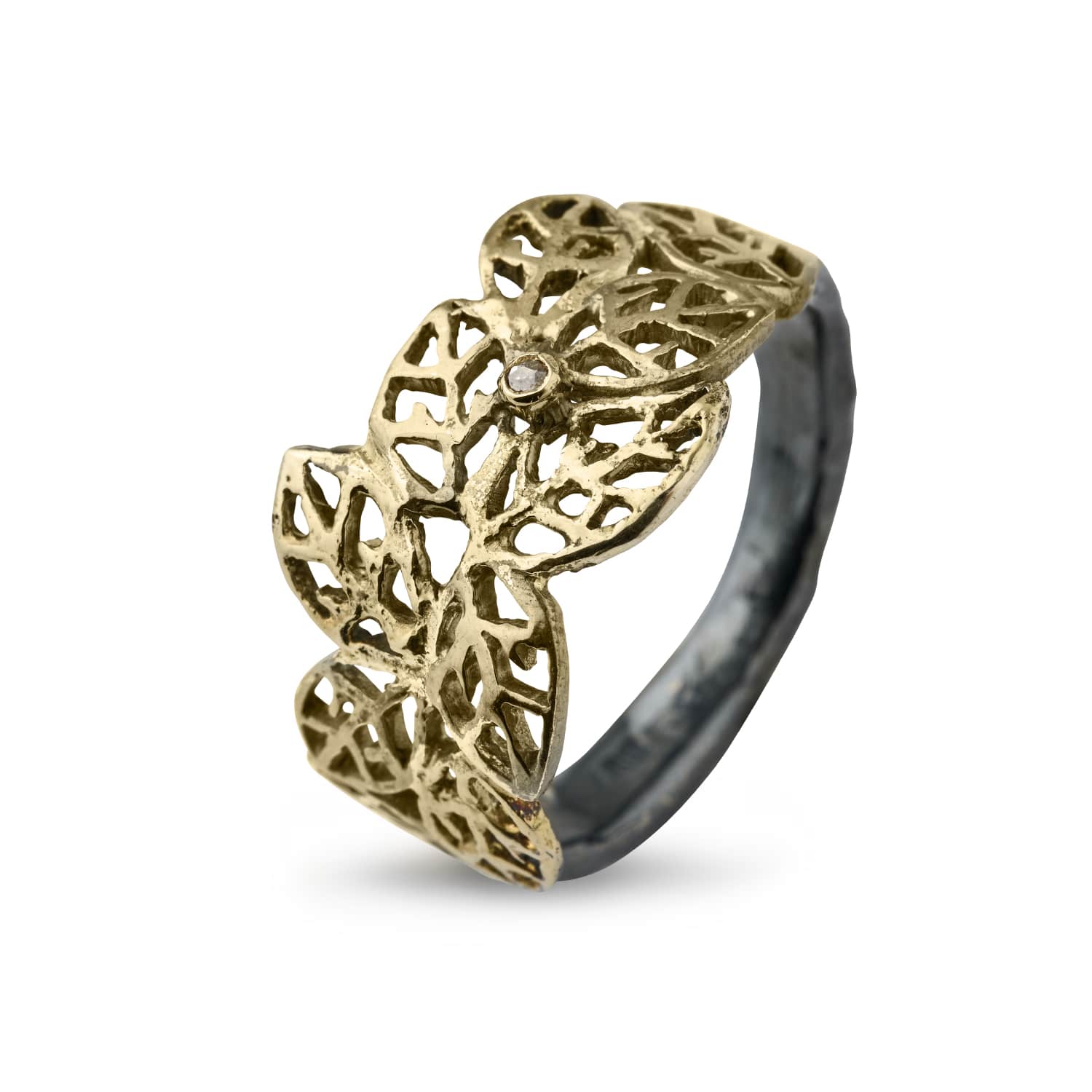 Ring Beech Leaves Gold 52