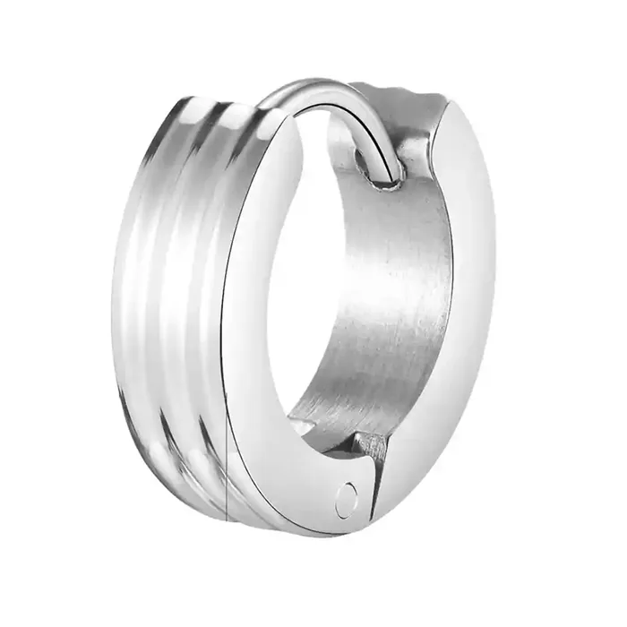 Silver Ridge Hoop   Klassisk Herreørering   Rustfrit Stål