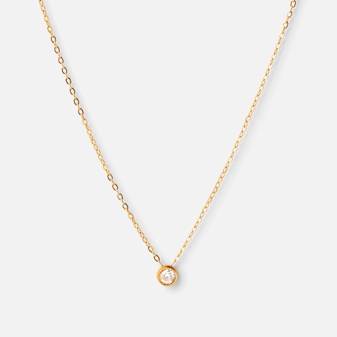 Single Zirkon Halskæde 18k Guldbelagt