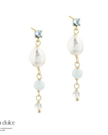 Sky Blue Pearl Earstud   Golden