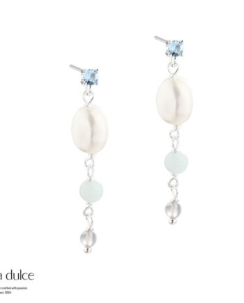 Sky Blue Pearl Earstud   Silver