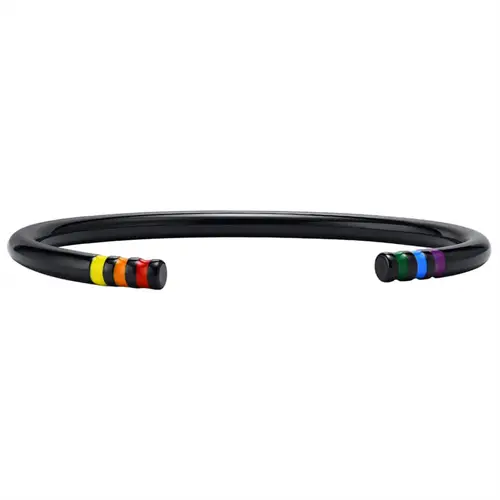 Sort Lgbt Pride Bangle   ædelstål