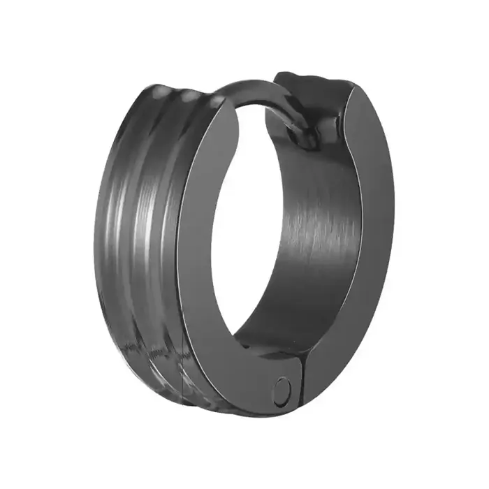 Sort Ridge Hoop   Maskulin Herreørering   Sort Ip Stål