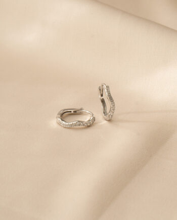 Sparkle Wave 14 Mm Sølv Hoops