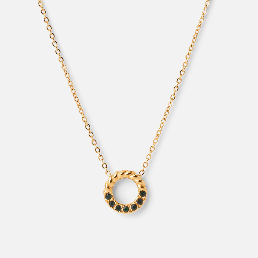 Twisted Green Zirkon Halskæde 18k Guldbelagt