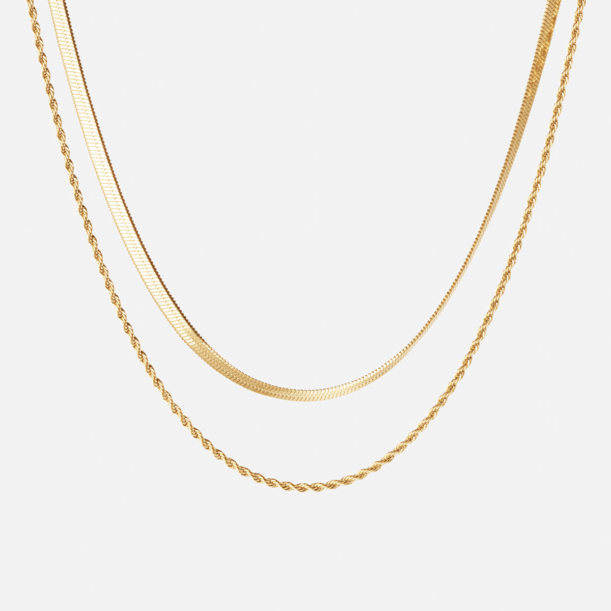 Twisted Rope   Flad Snake Halskæde 18k Guldbelagt
