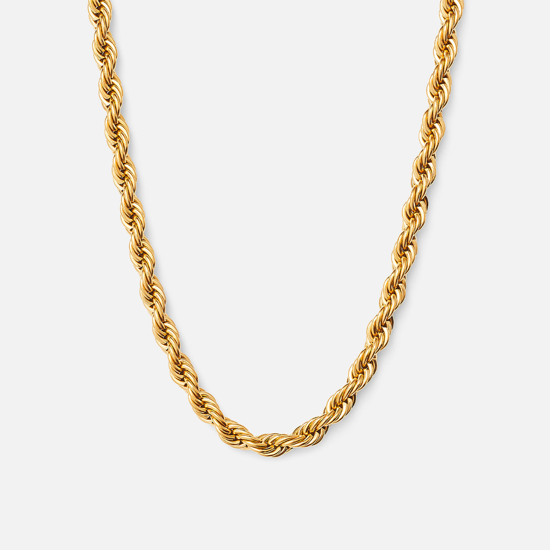 Twisted Rope Halskæde 18k Guldbelagt 4mm